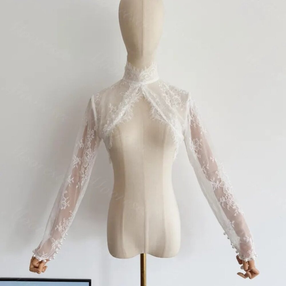Custom Soft Chantilly Lace wedding boleros